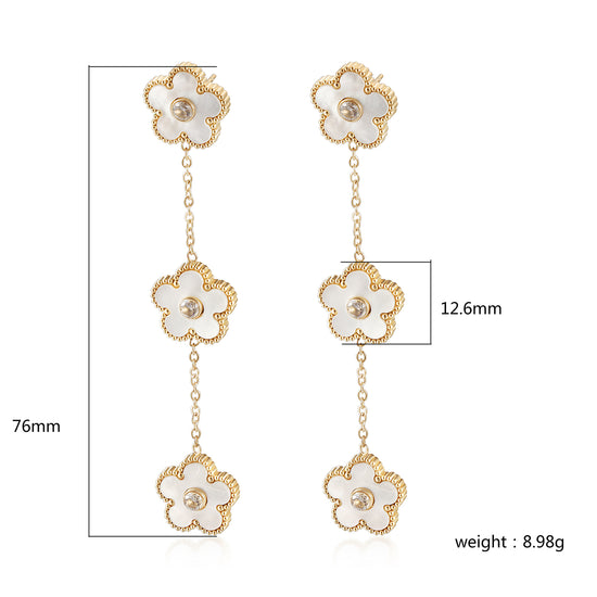 Golden Flower Earrings-SCE473STGCWT