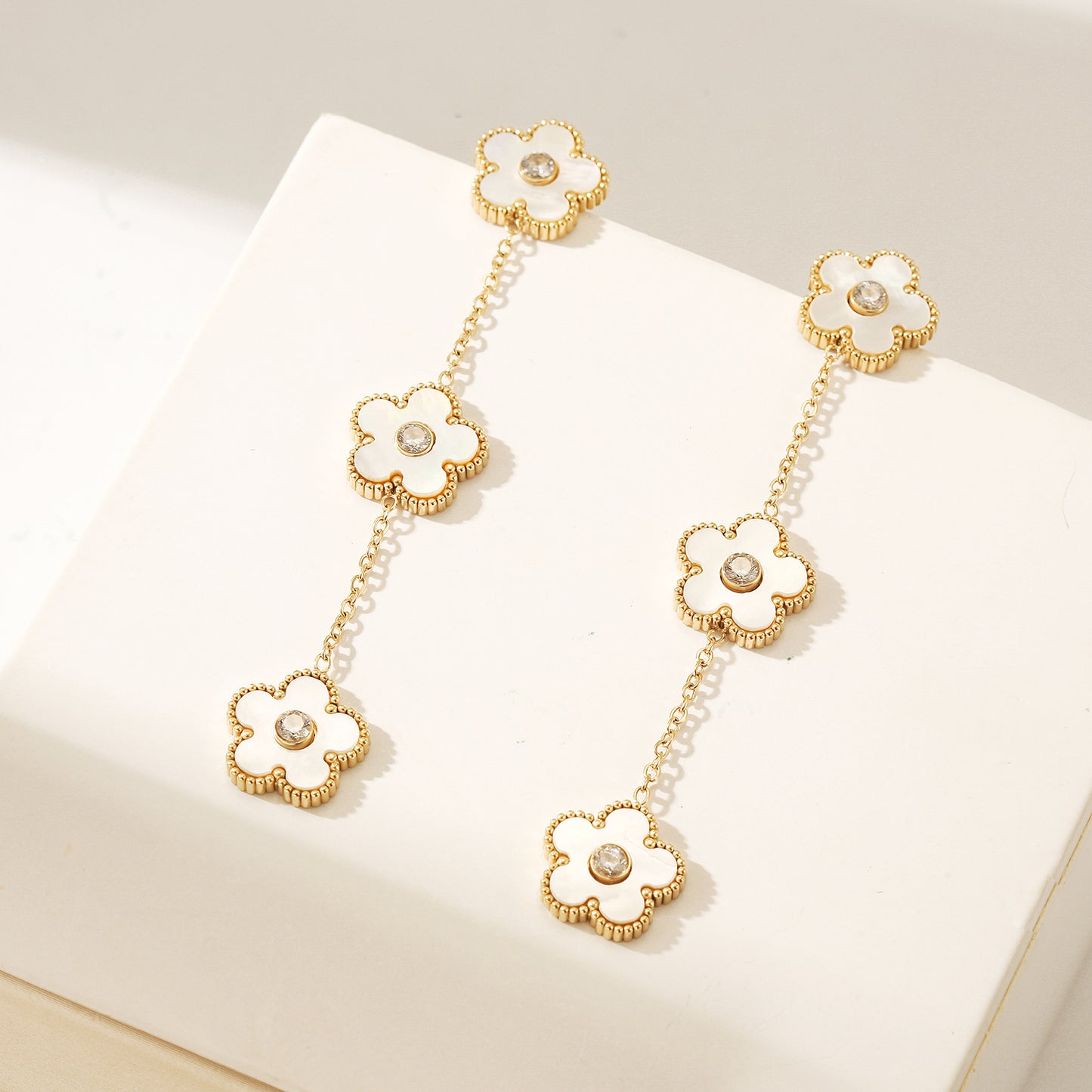 Golden Flower Earrings-SCE473STGCWT