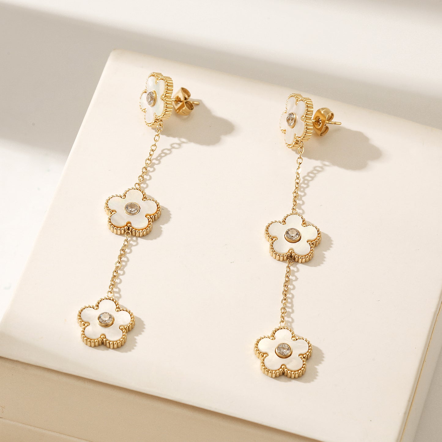 Golden Flower Earrings-SCE473STGCWT
