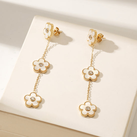 Golden Flower Earrings-SCE473STGCWT