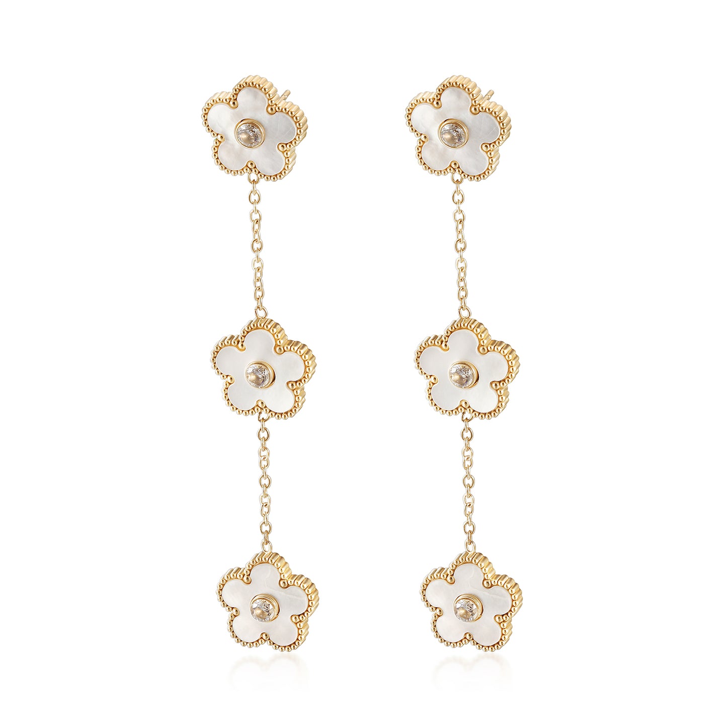 Golden Flower Earrings-SCE473STGCWT