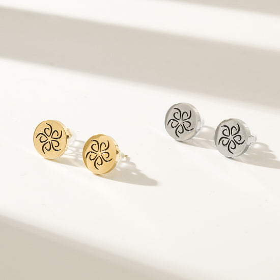 Round carved earrings-SCE474STWGBK