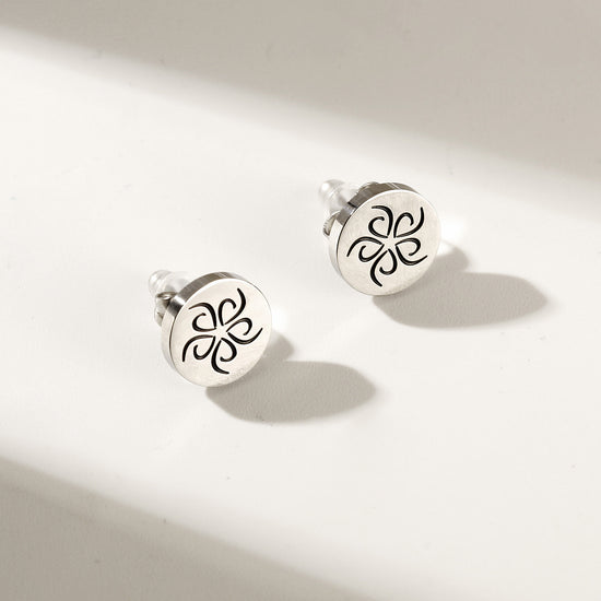 Round carved earrings-SCE474STWGBK