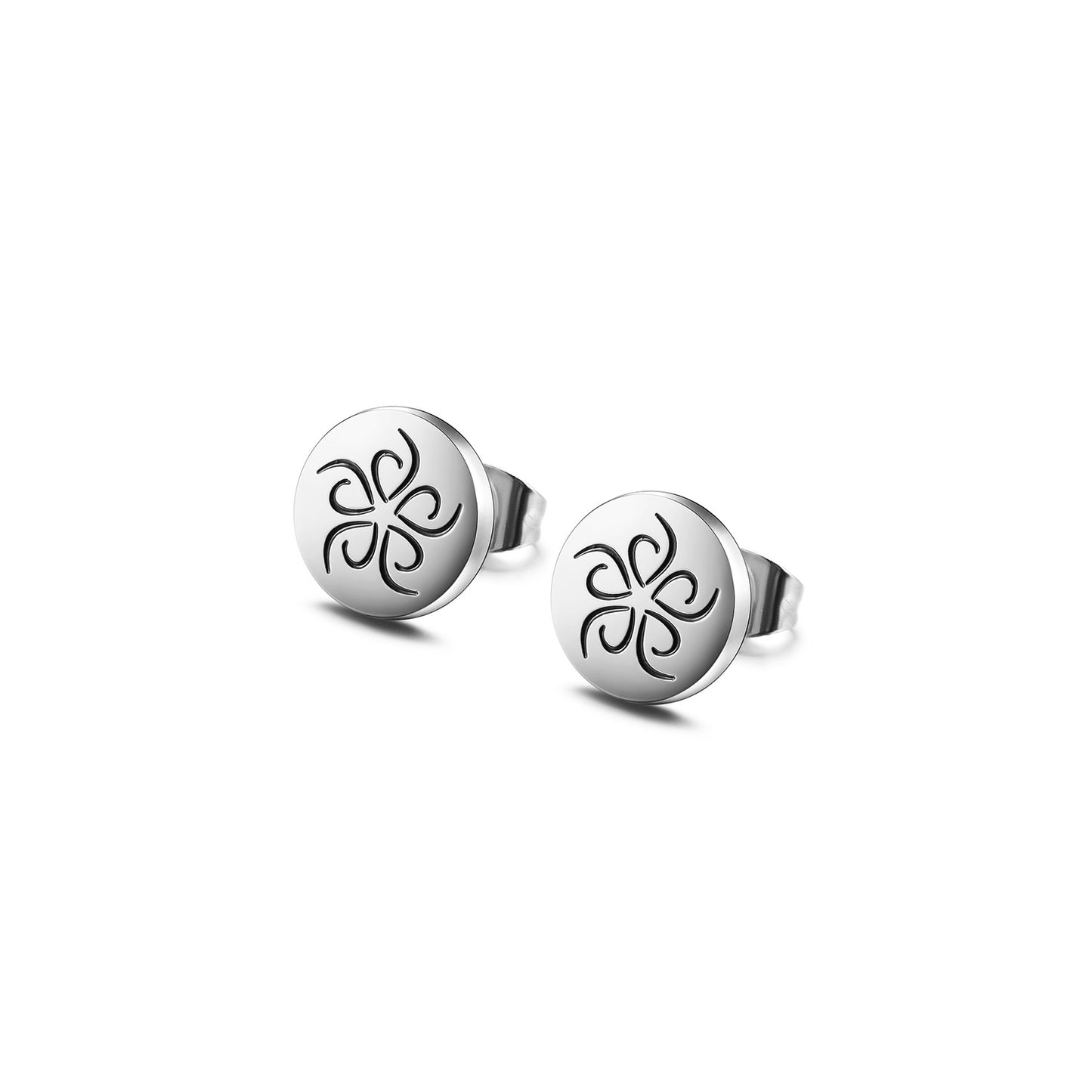 Round carved earrings-SCE474STWGBK