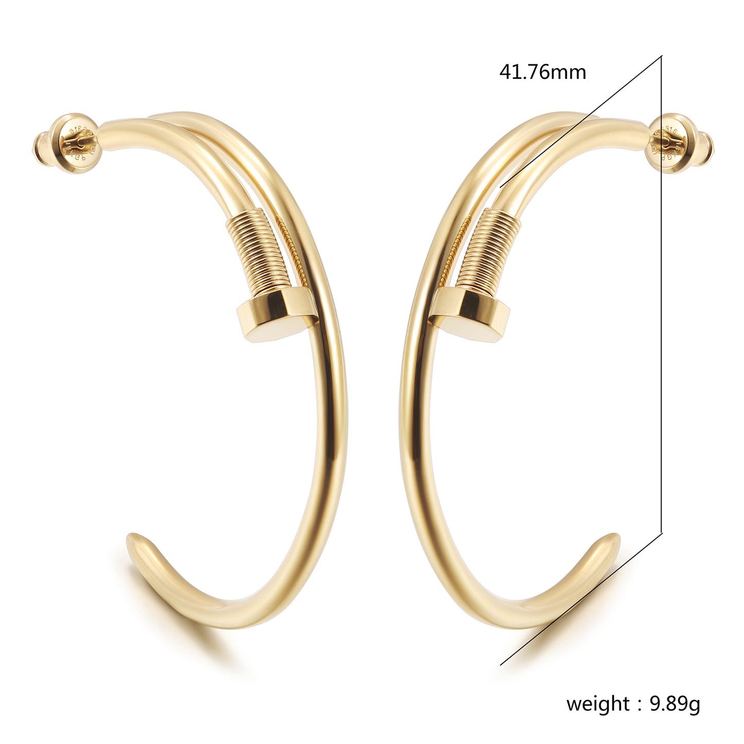 Long strip screw earrings-SCE475STGCL