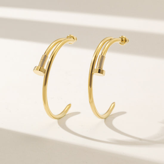 Long strip screw earrings-SCE475STGCL