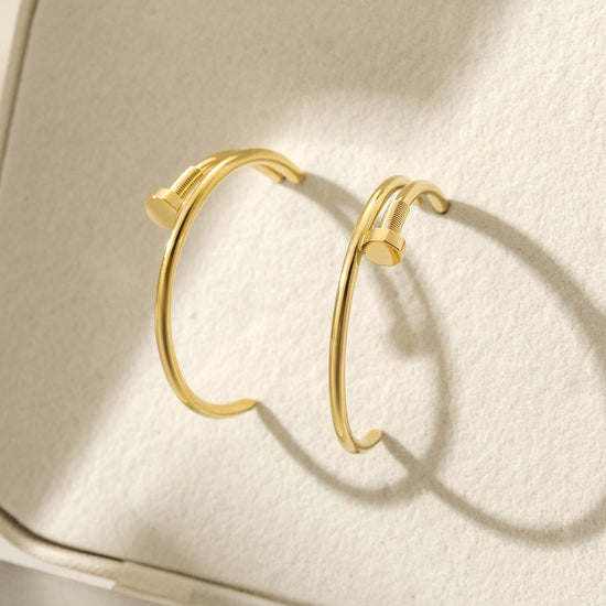 Long strip screw earrings-SCE475STGCL