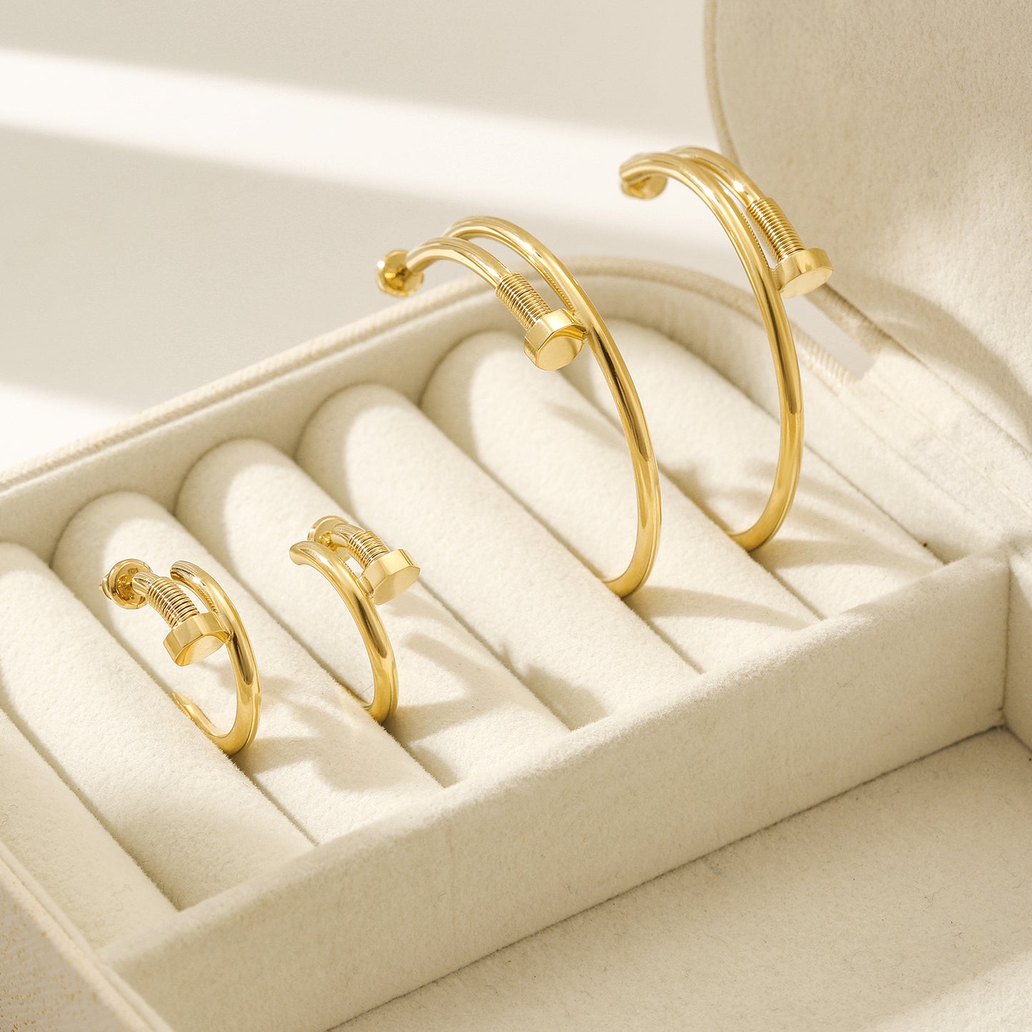 Long strip screw earrings-SCE475STGCL