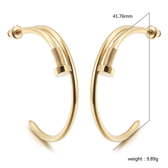 Long strip screw earrings-SCE475STGCL