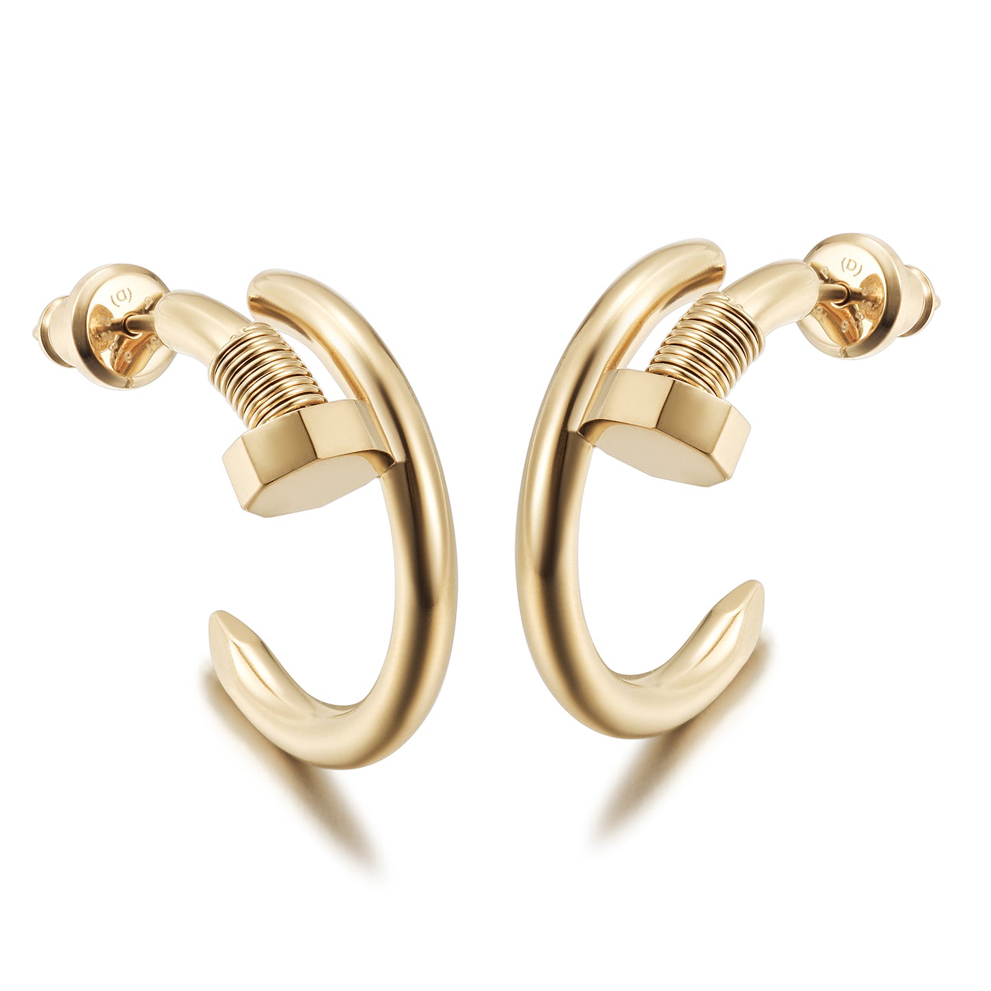 Golden large screw earrings-SCE475STGCS