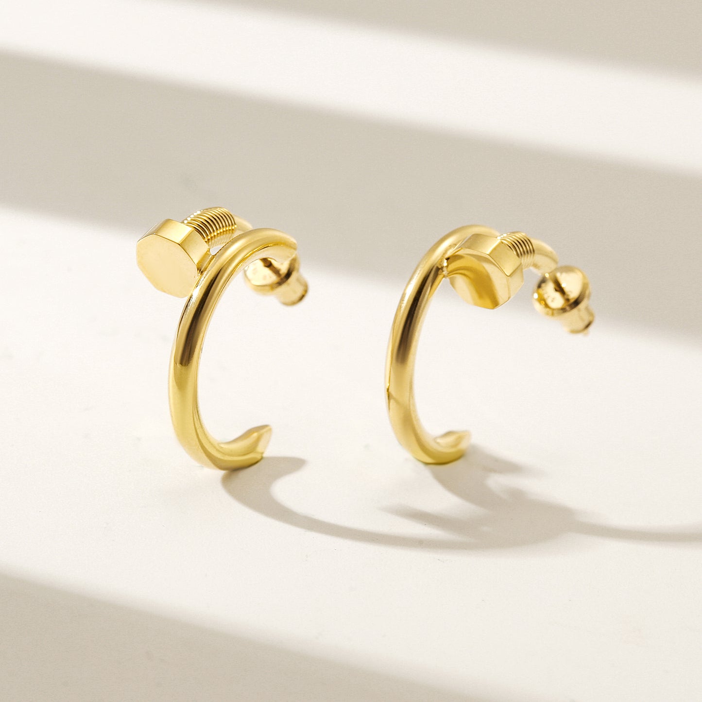 Golden large screw earrings-SCE475STGCS