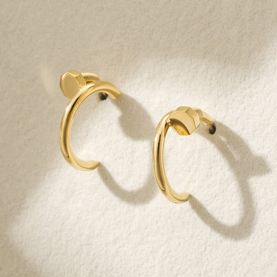 Golden large screw earrings-SCE475STGCS