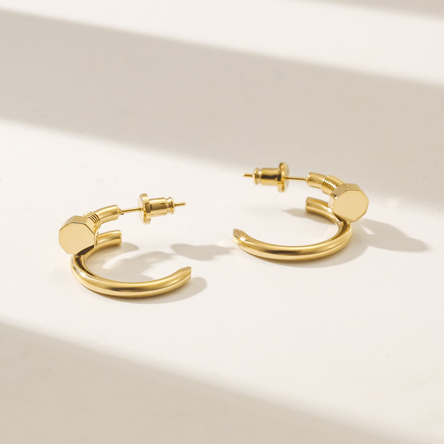 Golden large screw earrings-SCE475STGCS
