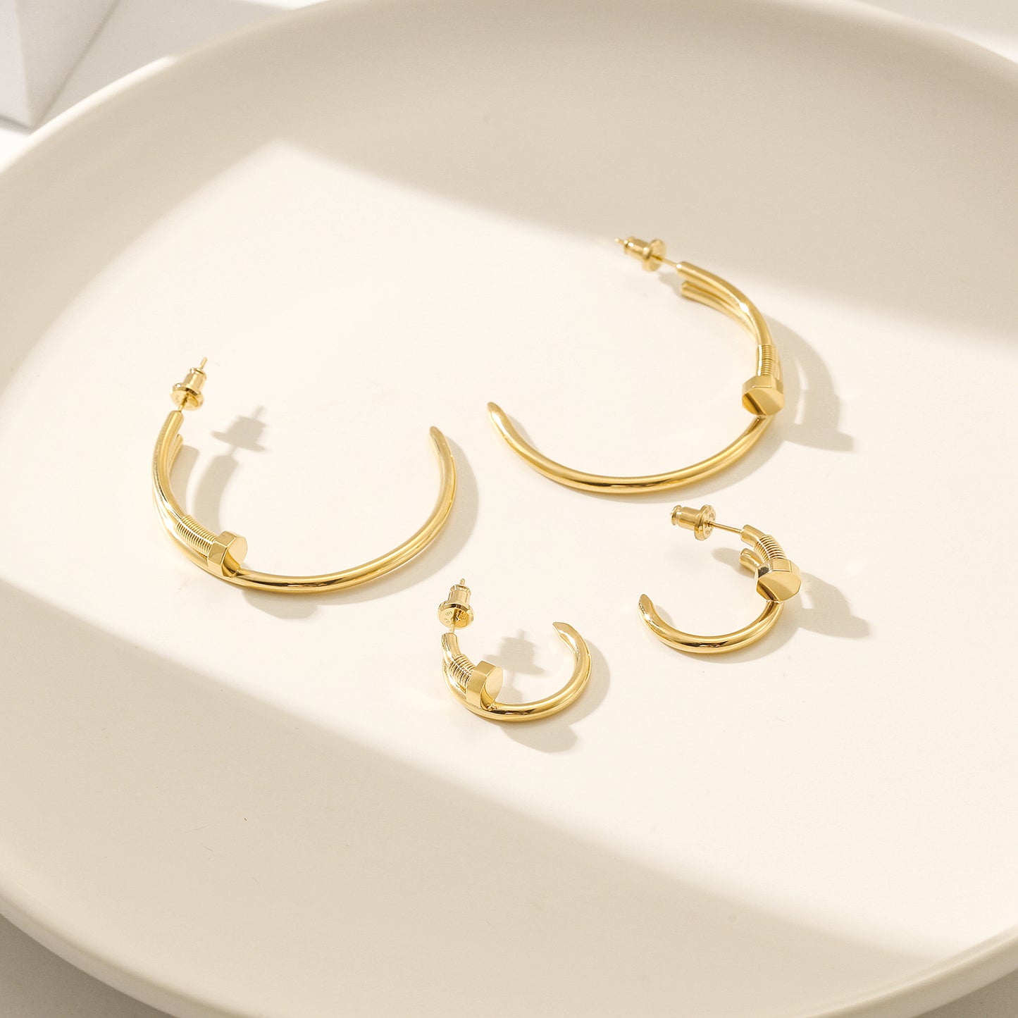 Golden large screw earrings-SCE475STGCS