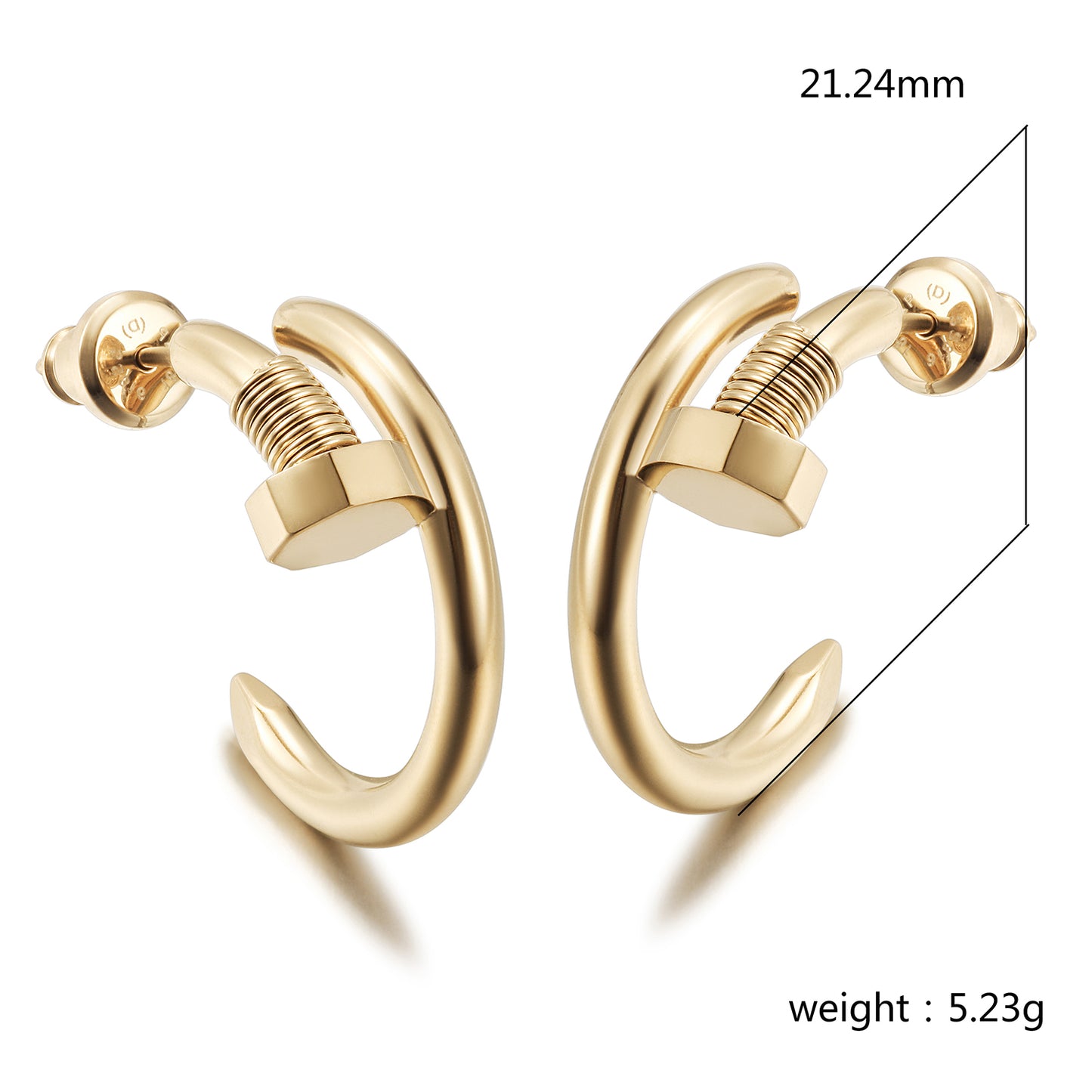 Golden large screw earrings-SCE475STGCS