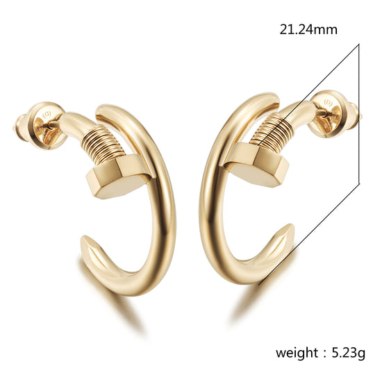 Golden large screw earrings-SCE475STGCS