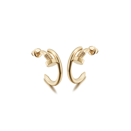 Golden large screw earrings-SCE475STGCS