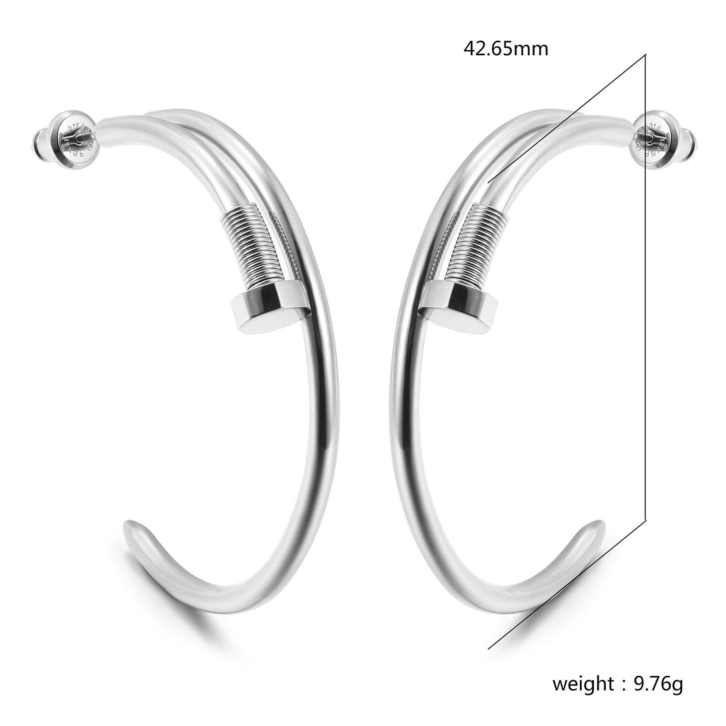 Long strip screw earrings-SCE475STWGL
