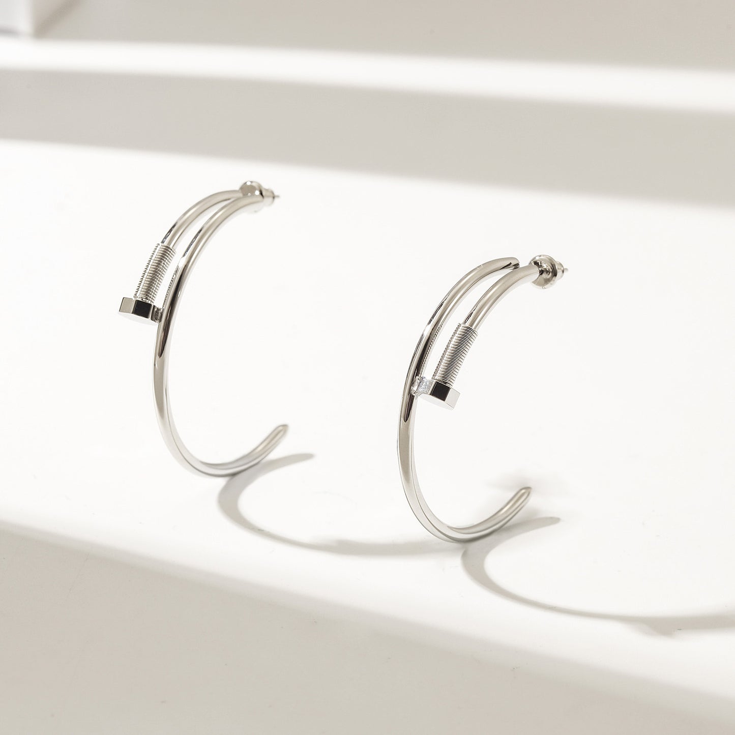 Long strip screw earrings-SCE475STWGL