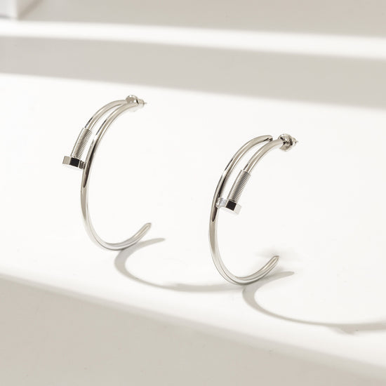 Long strip screw earrings-SCE475STWGL