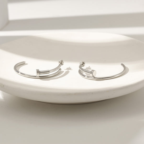 Long strip screw earrings-SCE475STWGL