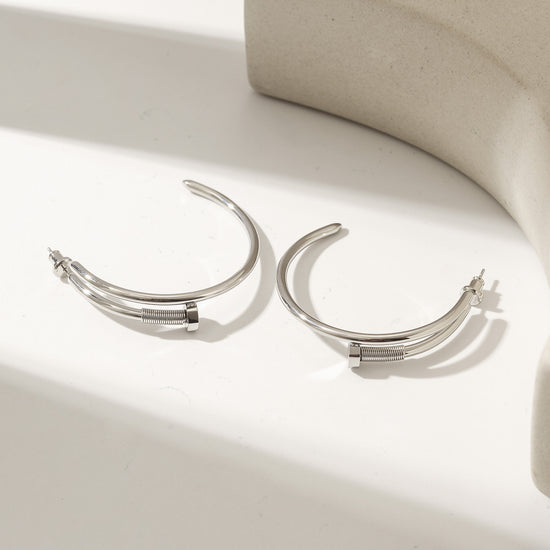 Long strip screw earrings-SCE475STWGL
