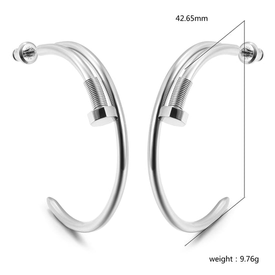 Long strip screw earrings-SCE475STWGL