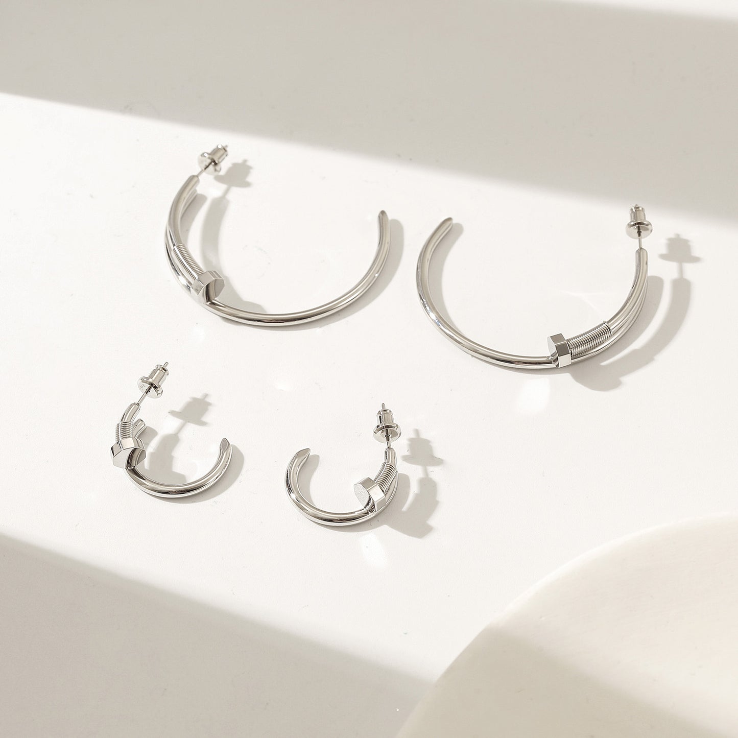 Long strip screw earrings-SCE475STWGL