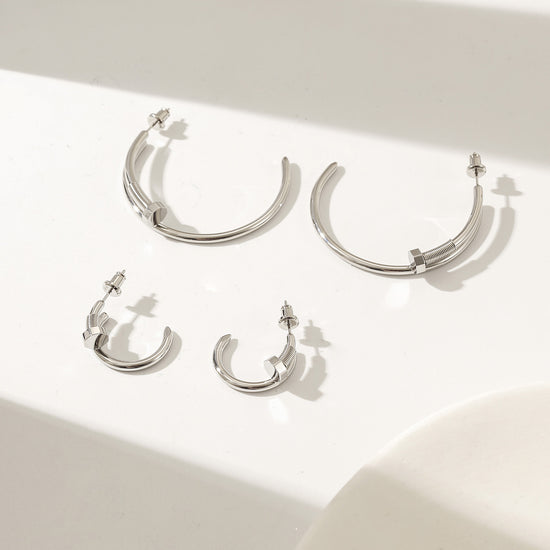 Long strip screw earrings-SCE475STWGL