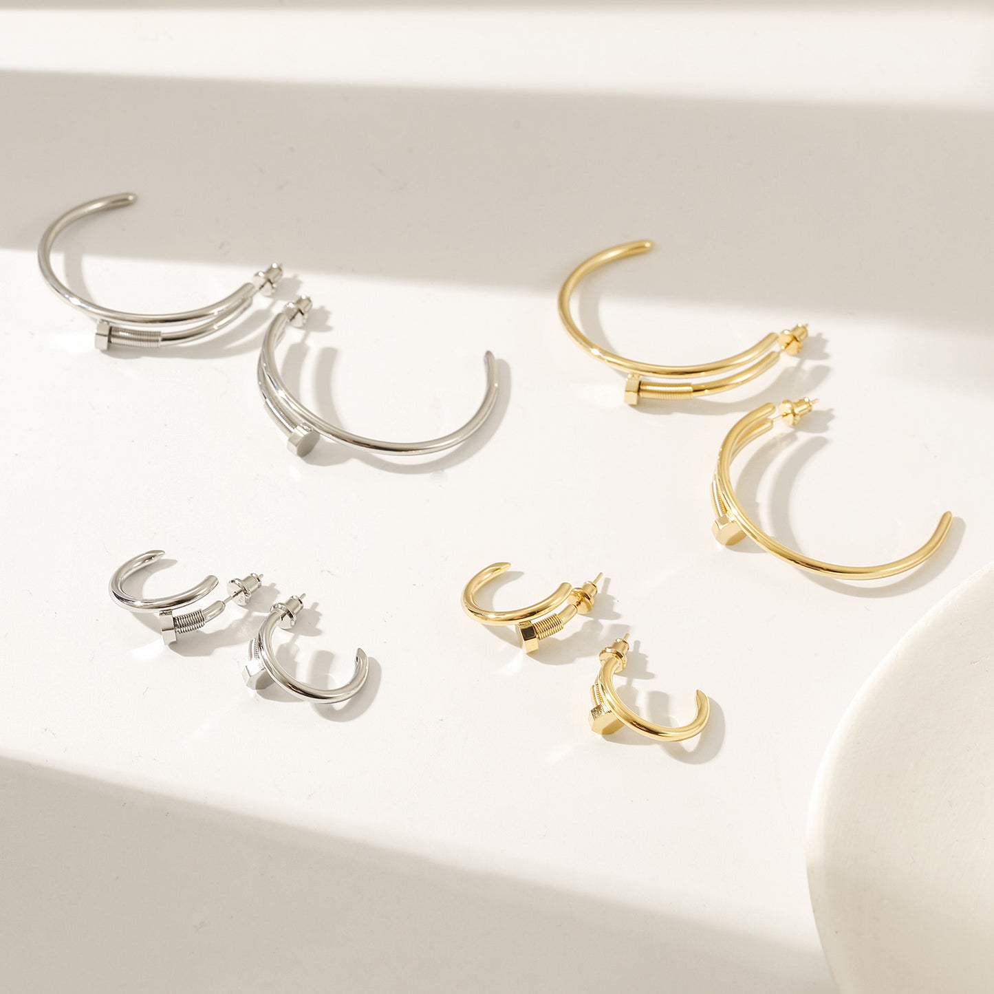 Long strip screw earrings-SCE475STWGL