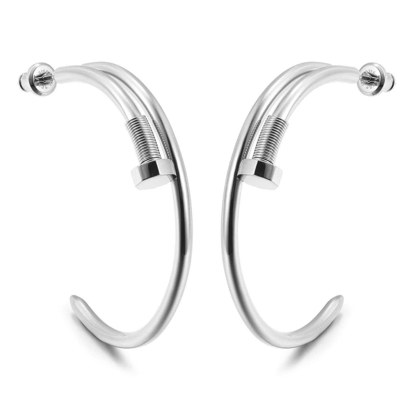 Long strip screw earrings-SCE475STWGL