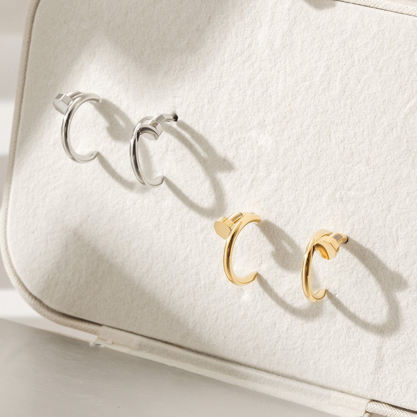 Silver large screw earrings-SCE475STWGS
