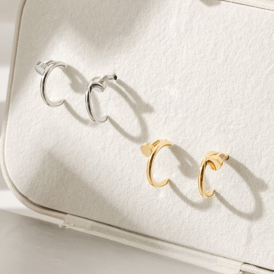 Silver large screw earrings-SCE475STWGS