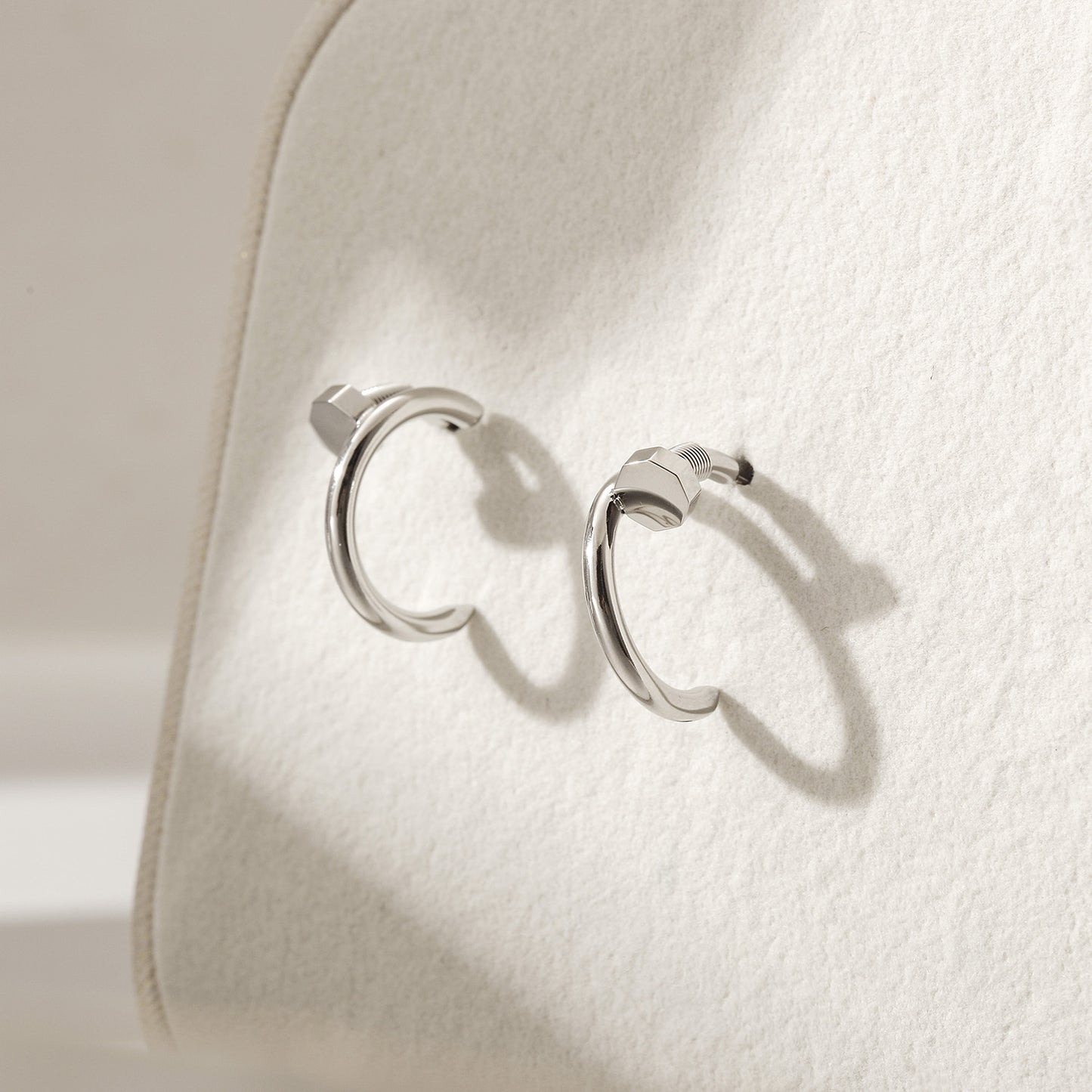 Silver large screw earrings-SCE475STWGS