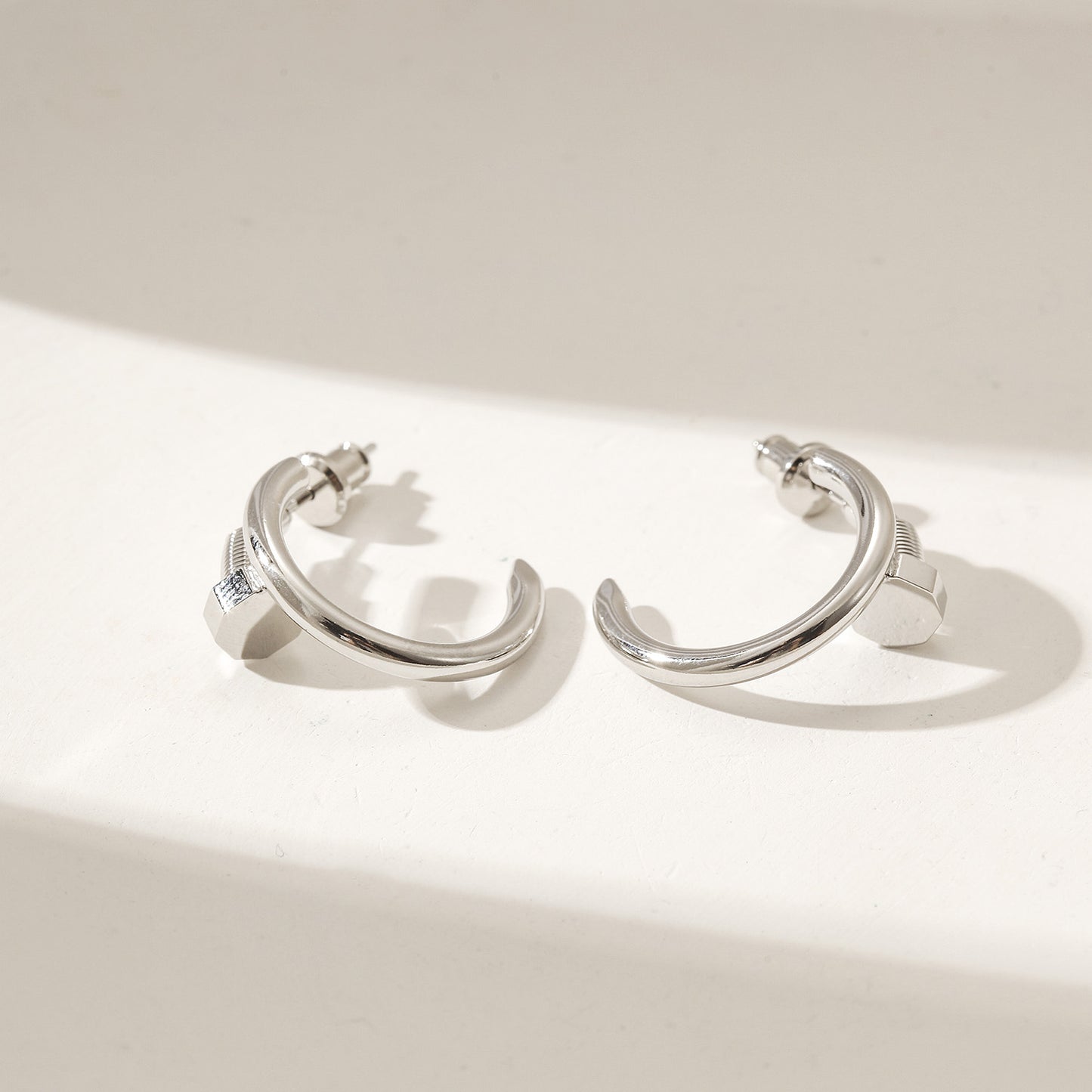 Silver large screw earrings-SCE475STWGS