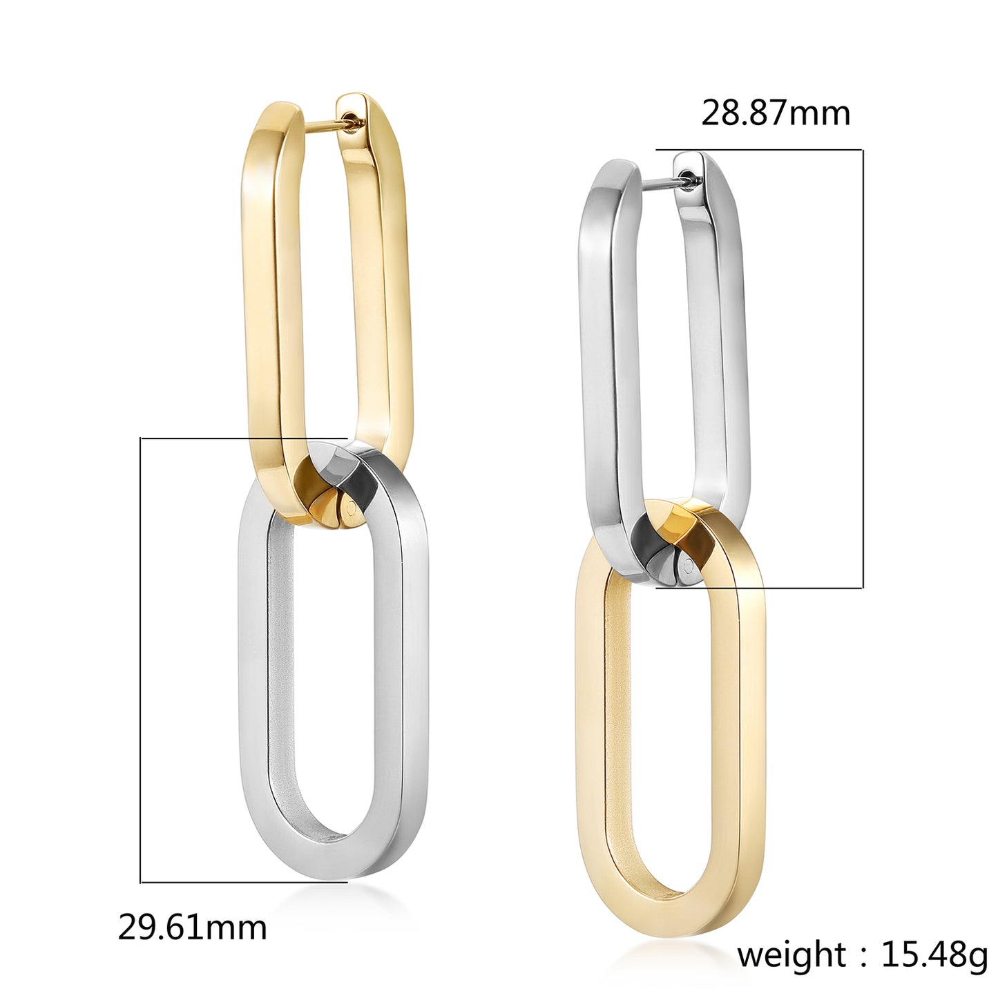 Intermediate color double ring earrings-SCE476STMC