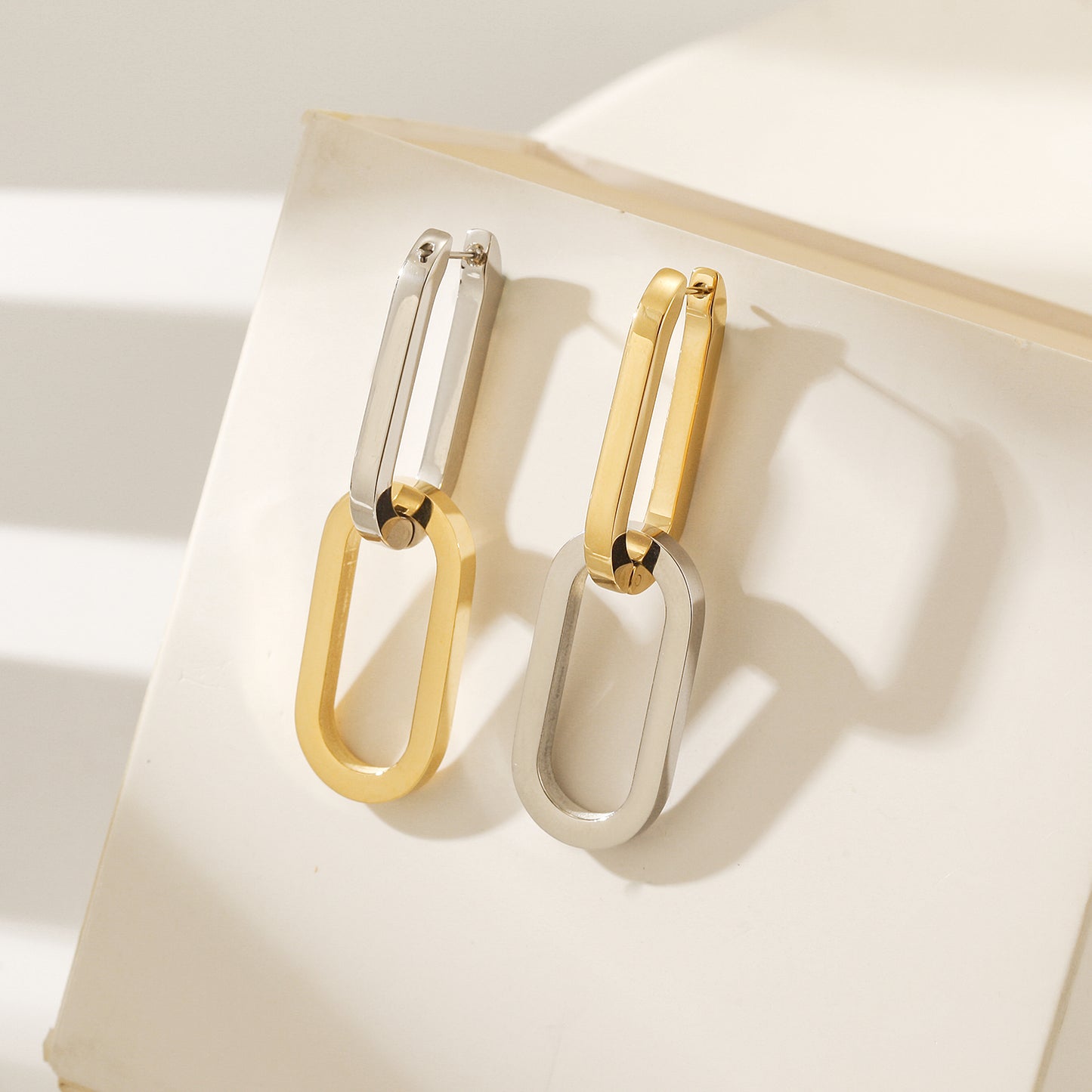 Intermediate color double ring earrings-SCE476STMC