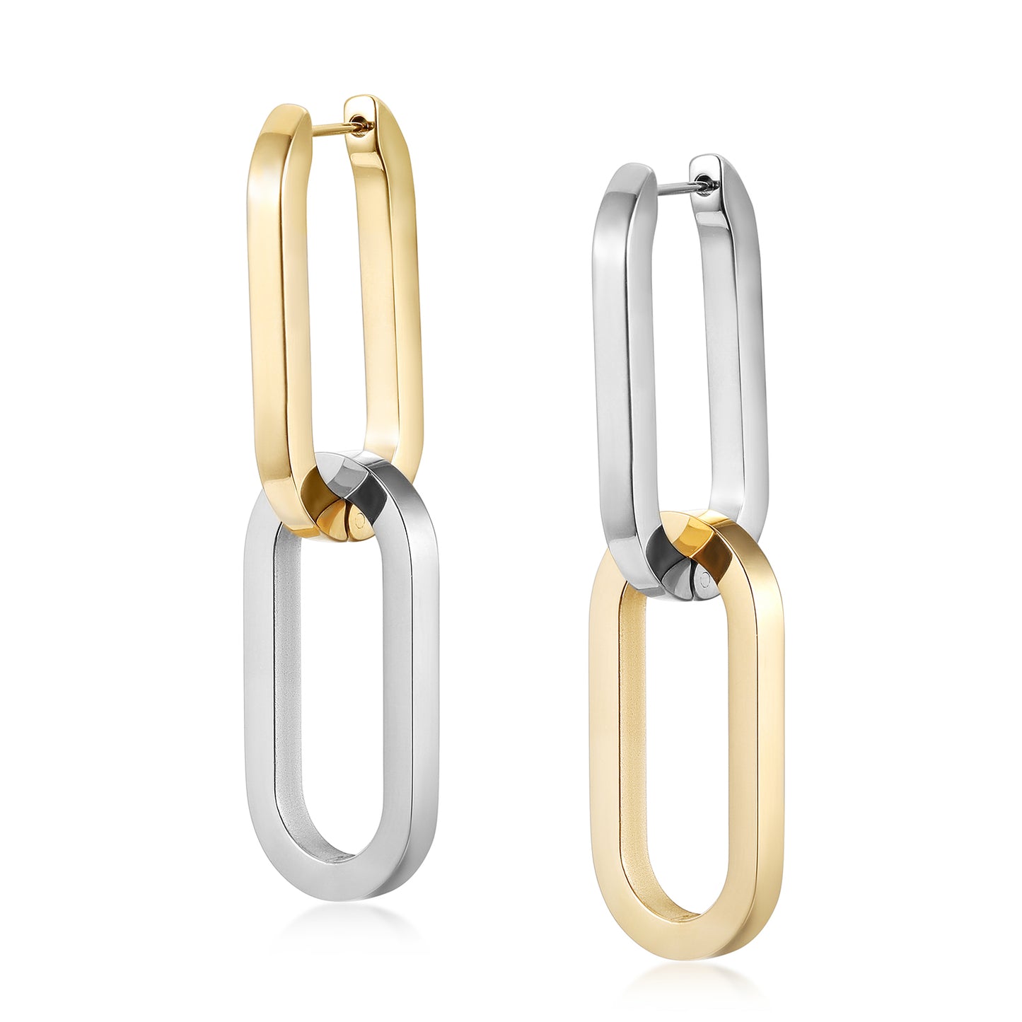 Intermediate color double ring earrings-SCE476STMC