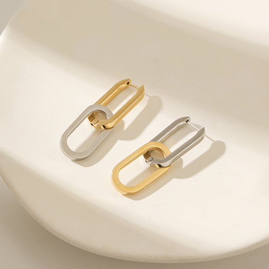Intermediate color double ring earrings-SCE476STMC