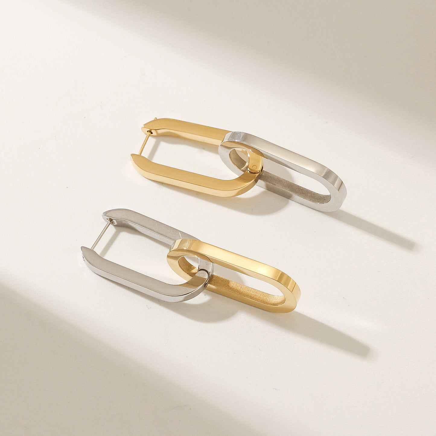 Intermediate color double ring earrings-SCE476STMC