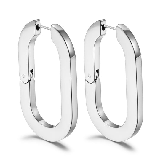 U-shaped buckle earrings-SCE477STWGL
