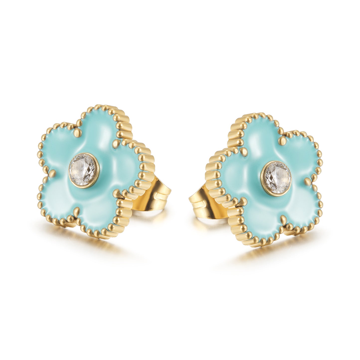 Blue flower earrings-SCE478STGCBU