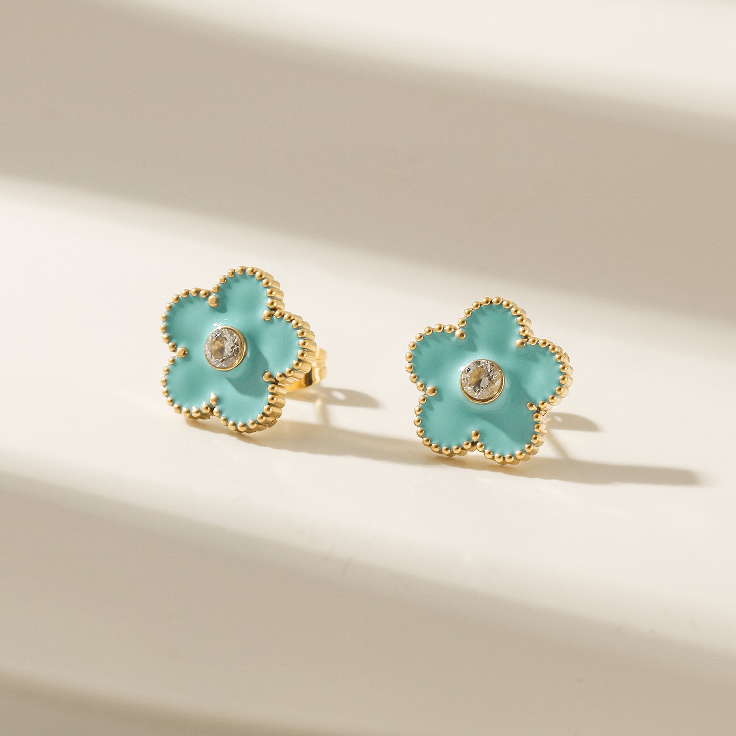 Blue flower earrings-SCE478STGCBU
