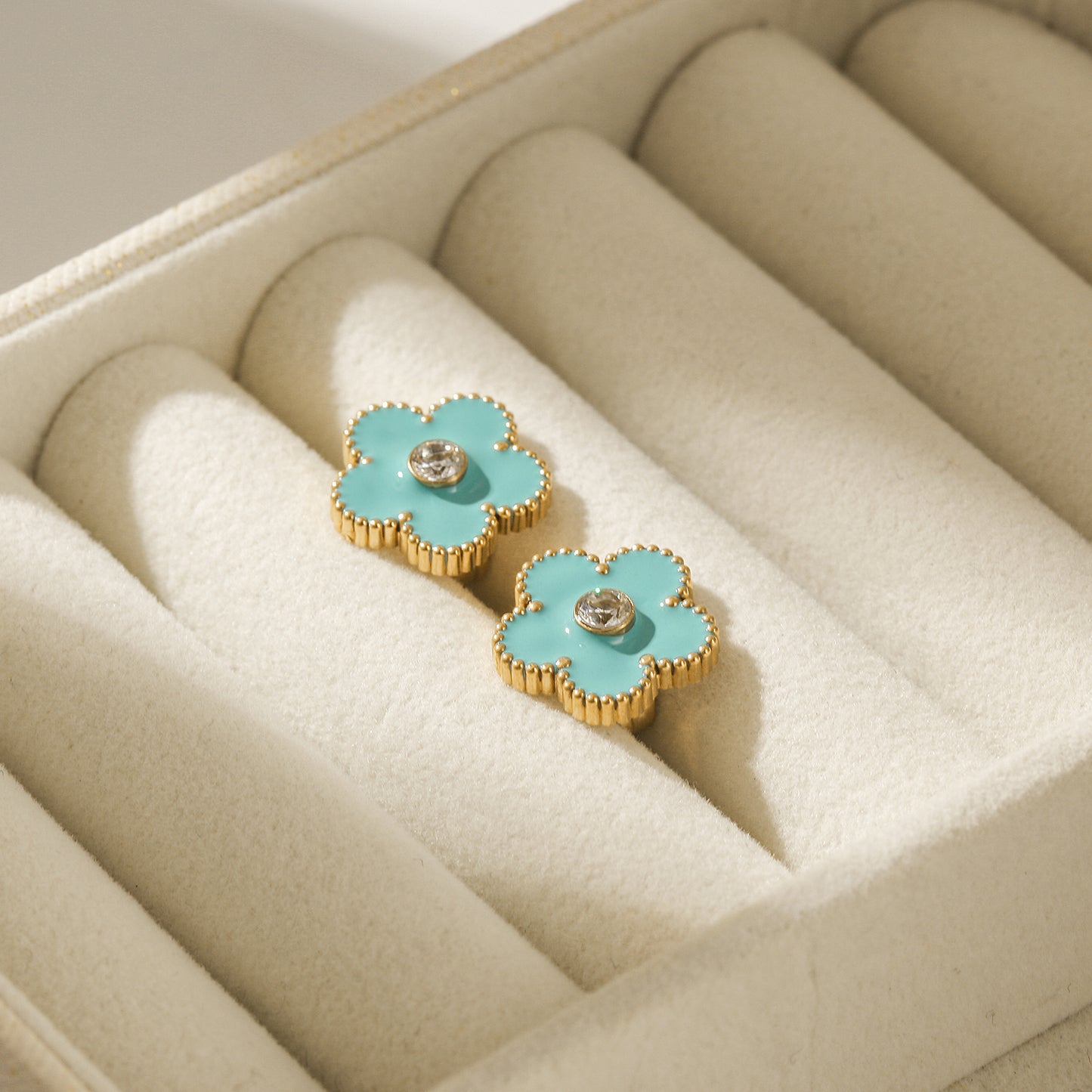 Blue flower earrings-SCE478STGCBU