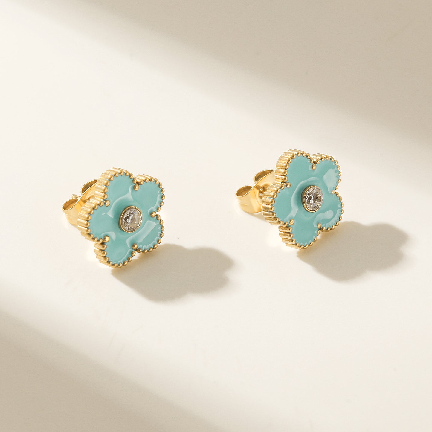 Blue flower earrings-SCE478STGCBU