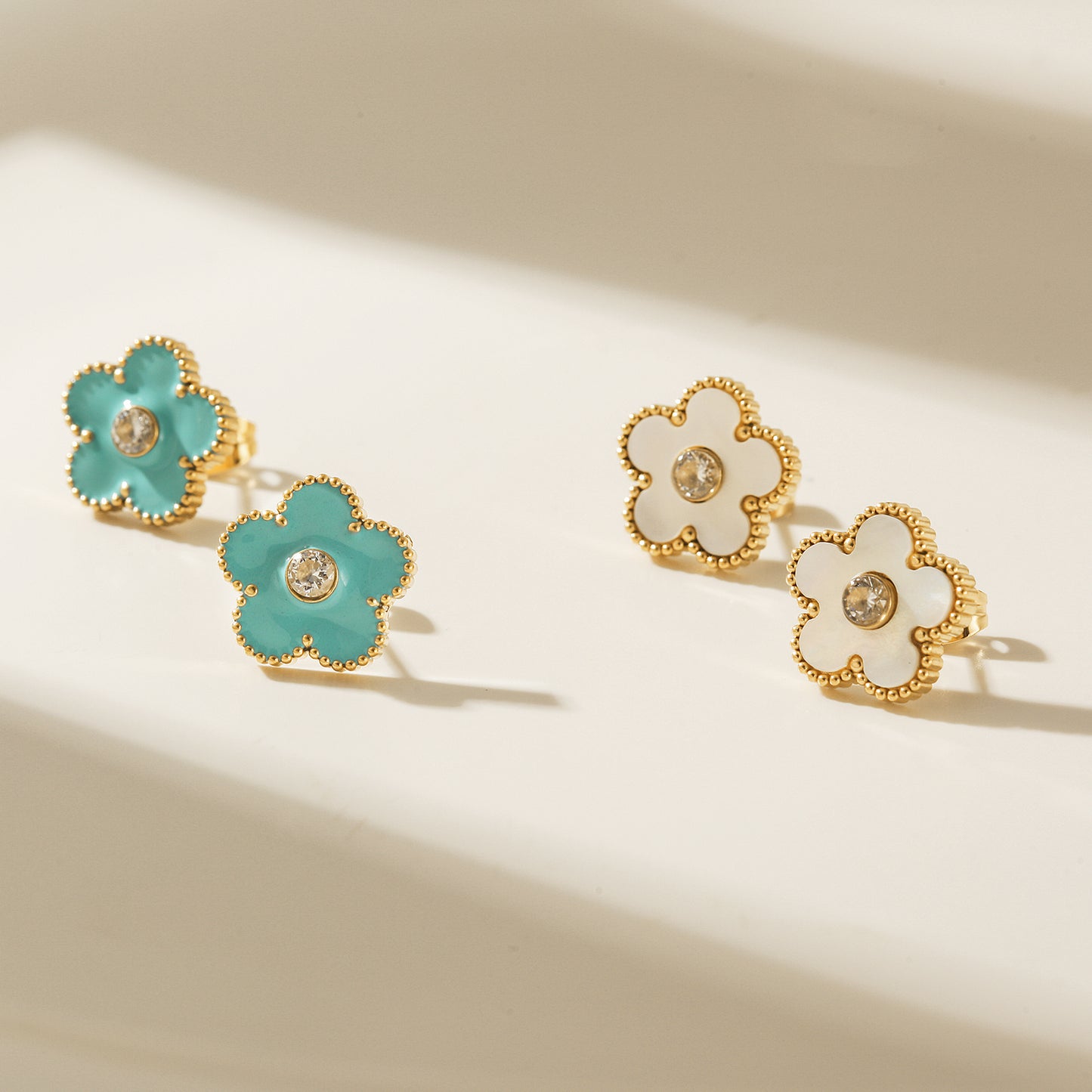 Blue flower earrings-SCE478STGCBU