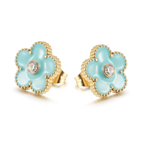 Blue flower earrings-SCE478STGCBU