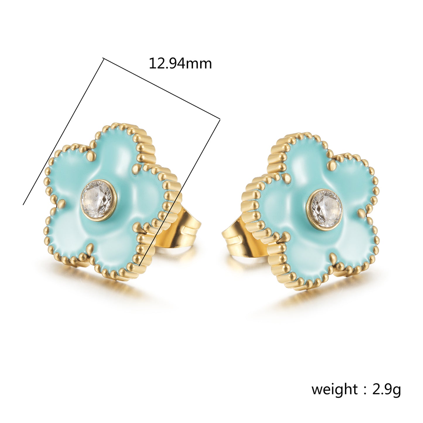 Blue flower earrings-SCE478STGCBU