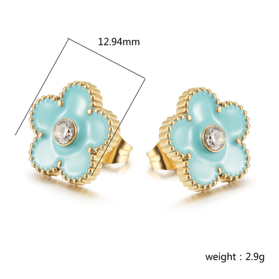 Blue flower earrings-SCE478STGCBU