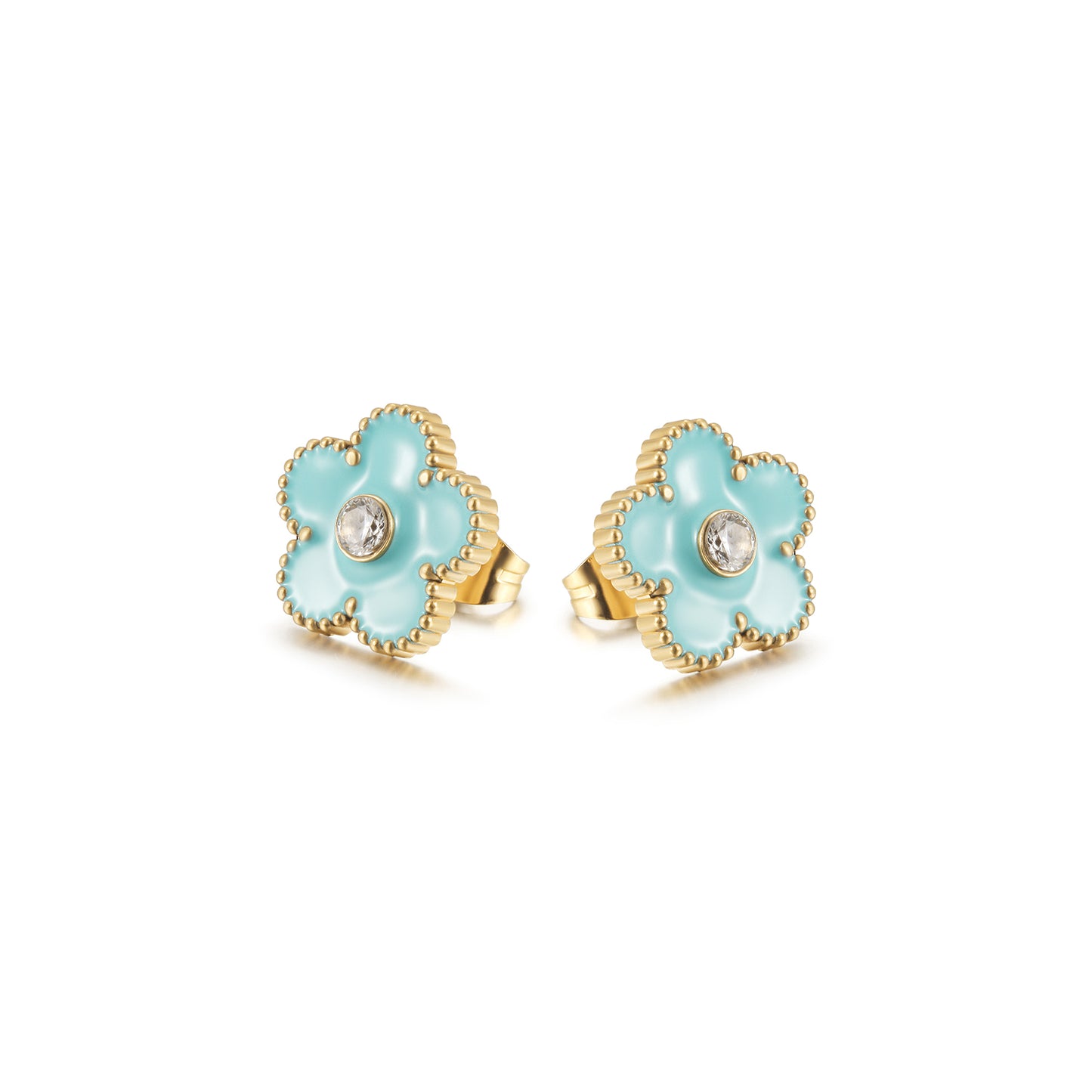 Blue flower earrings-SCE478STGCBU